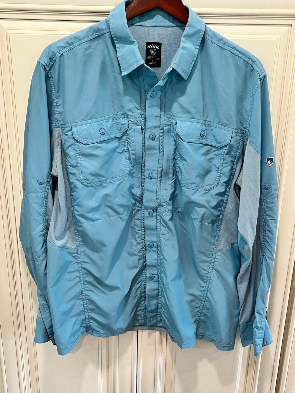 Kuhl Airspeed Men’s L Blue Slate Quick-Dry Moisture-Wicking Fishing Shirt UPF 30